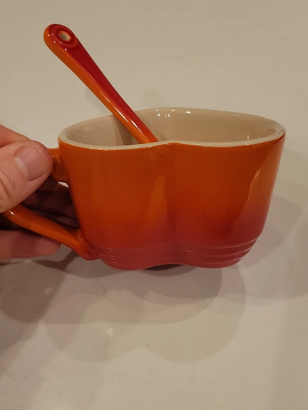 Le Creuset Flame Orange Heart Mug And  Cafe Spoon Bundle